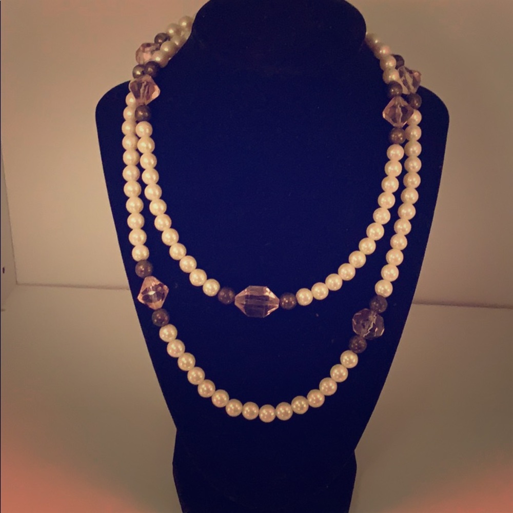 Vintage Jewelry | Vintage Pearl & Stone Necklace